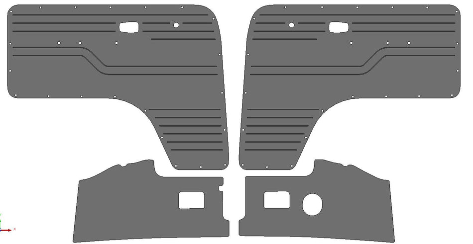 T2 Bay Window 1971-1979 Front Doors and Kick Panels (Foam Arm Rest Version)